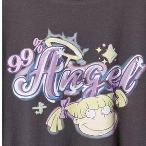 2X 18W 20W Torrid Grey Rugrats Long Sleeve Crop Tee Lettuce Hem Angelica 90s Car